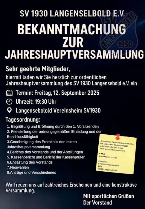 Jahreshauptversammlung 2025